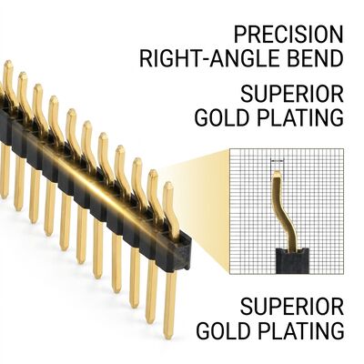 Zwei-Reihe-Rechtswinkel-Mann-Pin-Header-Anschluss 2,54mm-Kürze 90 Grad-PCB 80-Pin-Durch-Loch