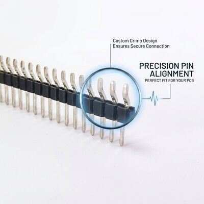 Rechtwinkliger einreihiger Stiftleistensteckverbinder 2,54 mm Rastermaß 90 Grad PCB-Durchsteckmontage
