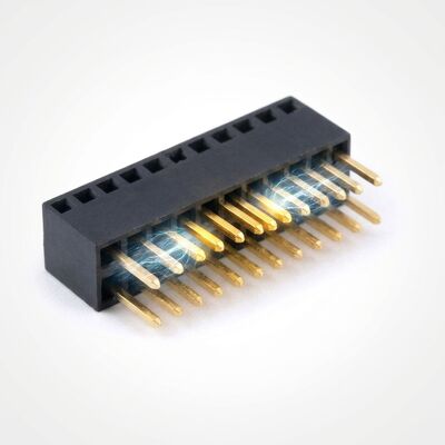 2.54mm Pitch Triple Row Female Header Connector 3x40P Durch Loch Gold Flash PA6T