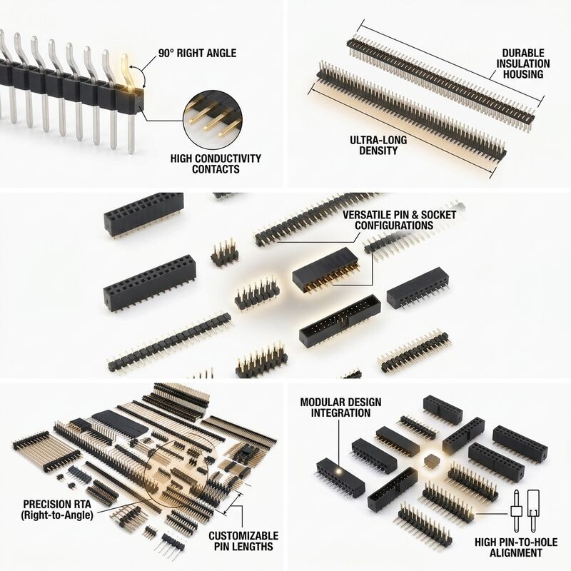 Einreihiger gerader Stiftleistenstecker 2,54 mm Rastermaß Durchsteckmontage Leiterplatte 40-polige Leiste