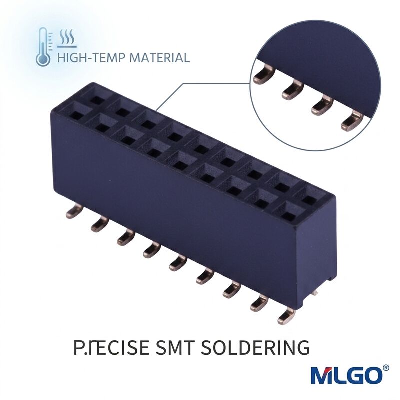 Einzelreihe 2,54MM Raster Vertikaler Buchsenleistenstecker 02P-40P Goldblitz PA6T Durchsteckmontage