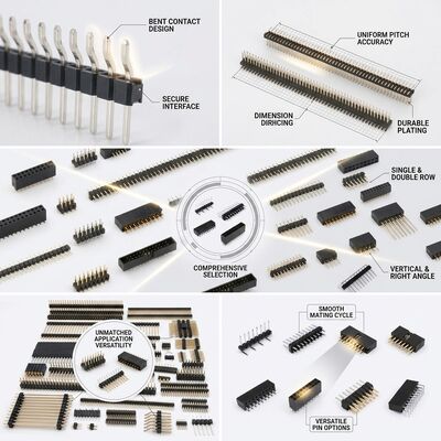Rechtwinkliger einreihiger Stiftleistensteckverbinder 2,54 mm Rastermaß 90 Grad PCB-Durchsteckmontage