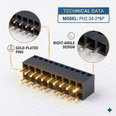 2.54mm Pitch Triple Row Female Header Connector 3x40P Durch Loch Gold Flash PA6T